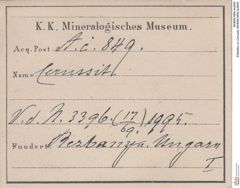Etiketten zu Cerussit (NHMW-MIN-Ac849)